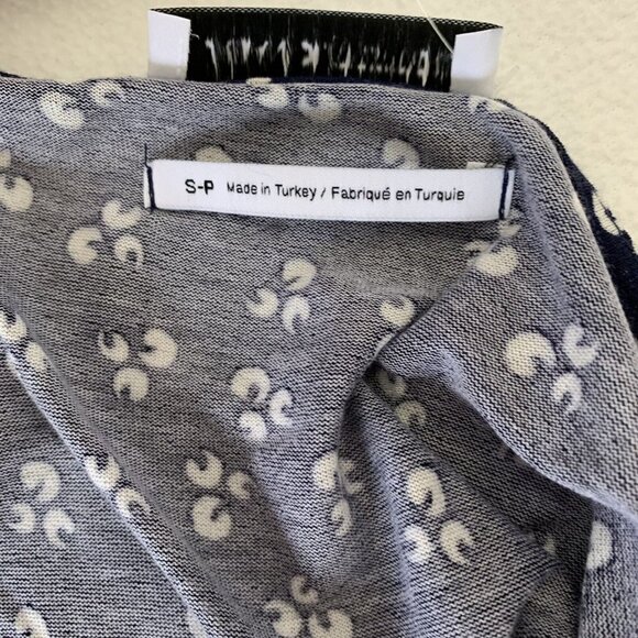 Urban Outfitters Women’s Small Navy Blue White Midi V-neck Dress Pockets Viscose - Picture 10 of 13